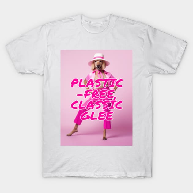 Golden Retriever Girl in pink "Plasticfree, Classic Glee" Pink T
